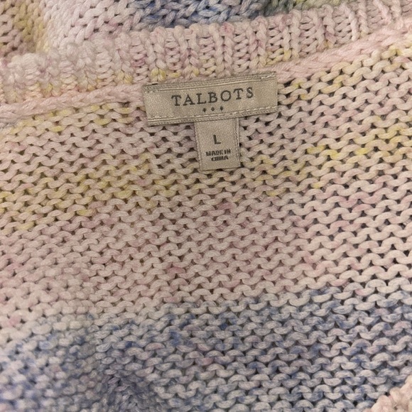 Talbots Size L 3/4 Sleeve Loose Knit Pastel Sweater - Picture 11 of 12